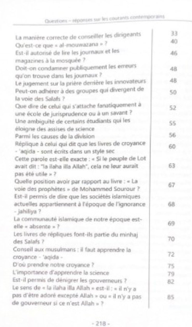 Questions réponses sur les courants contemporains - Salih Ibn Fawzan - Dine Al Haqq
