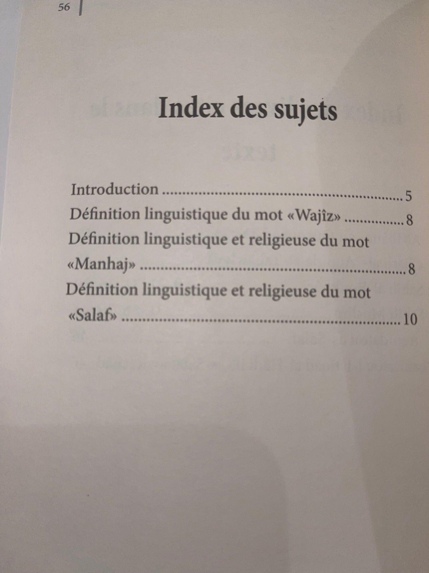 Le concis de la Voie des Pieux Prédécesseurs