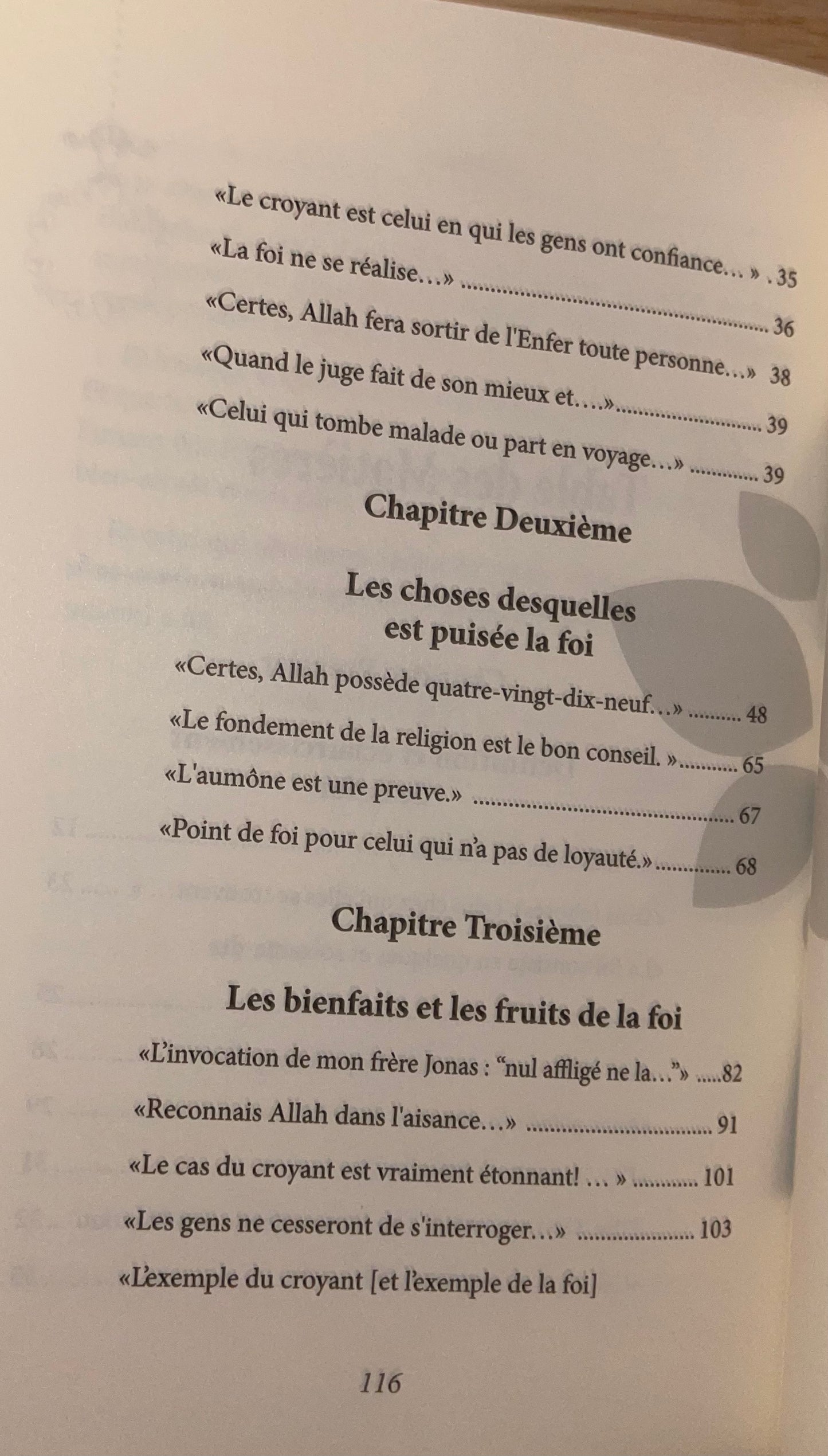 Commentaire du Livre l'Arbre de la Foi