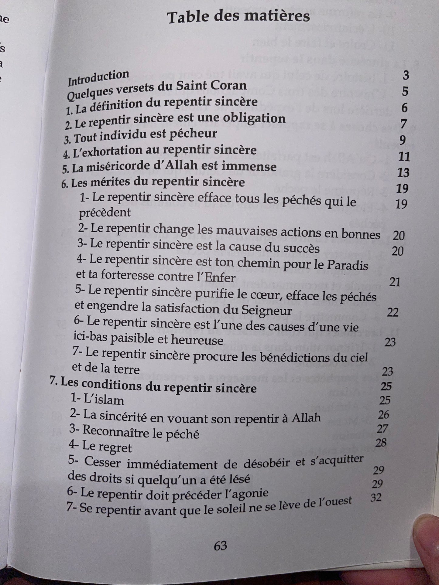 Le repentir sincère