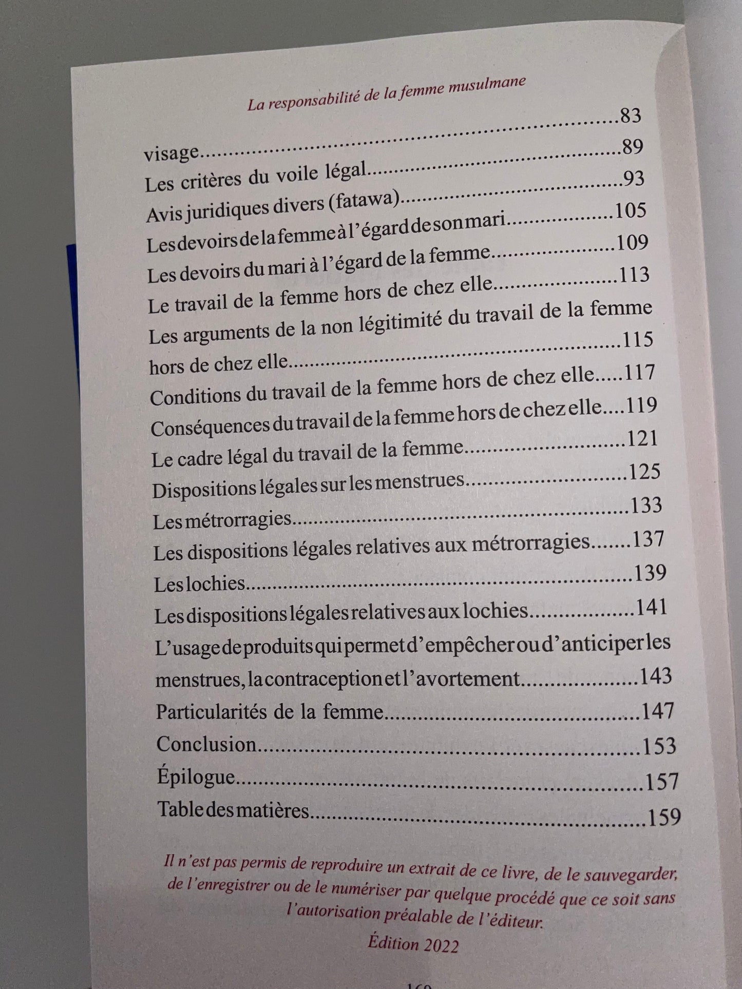 La responsabilité de la femme musulmane